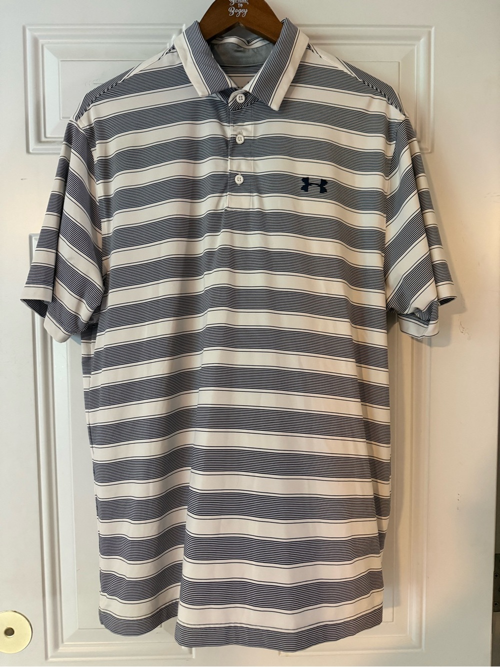Under Armour Men’s Navy & White Striped Polo